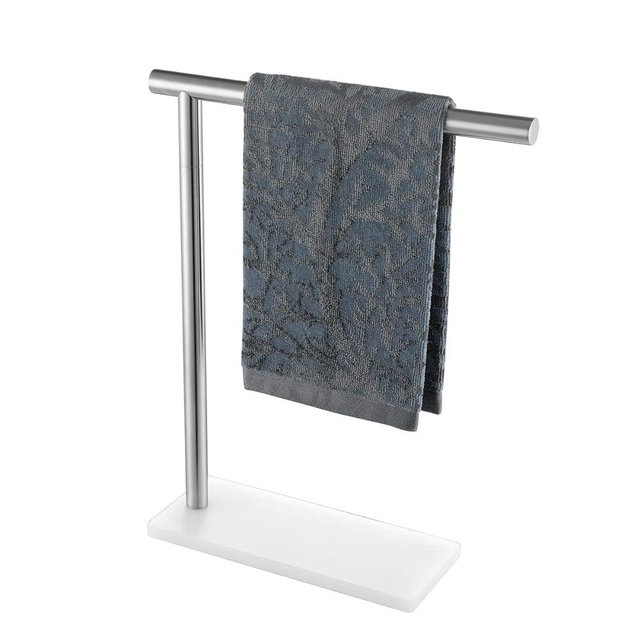 JQK Hand Towel Holder Stand Brushed, Modern Tree Rack Free Standing for Countertop with 12 Inch Bar, 304 Stainless Steel Thicken 0.8mm, HTT170-WN