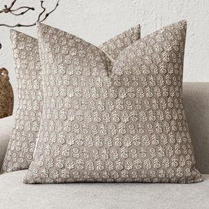 24x24, Foindtower Set of 2 Decorative Vintage Floral Print Throw Pillow Covers Neutral Modern Farmhouse Cushion Covers Boho Home Decor for Sofa Couch Chair Bedroom Living Room,24×24 Inch,Tan Taupe