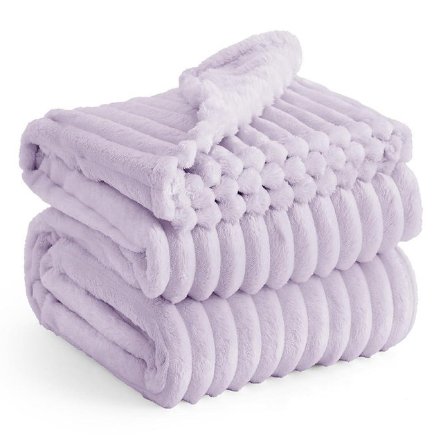 Bedsure Lavender Fog Fleece Blanket for Couch - Super Soft Cozy Queen Blankets for Women, Cute Small Blanket for Girls, 90x90 Inches
