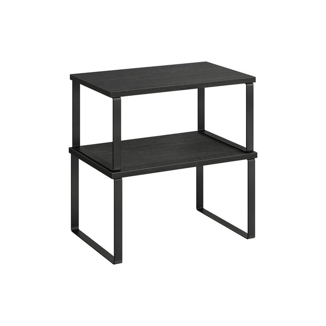 SONGMICS Cabinet Organizer Shelf, Set of 2 Kitchen Counter Shelves, Kitchen Storage, Spice Rack, Desk Organizer, Metal and Engineered Wood