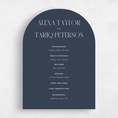 Blue Arch Wedding Program - Roberts