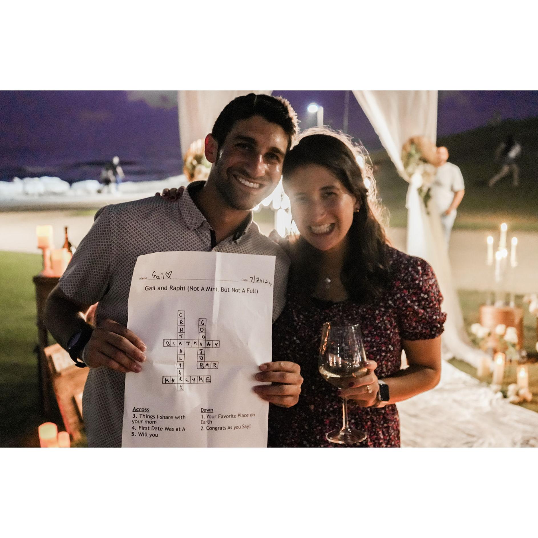 Raphi wrote a crossword for when we got engaged!