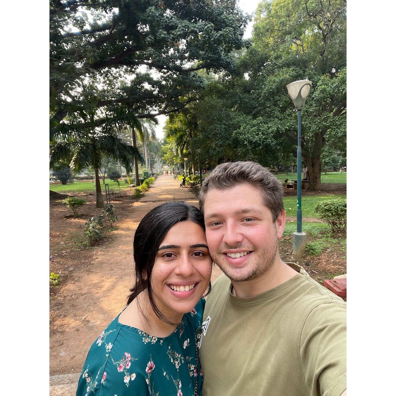 Shimon's first time visiting India! Here we are exploring the Botanical garden in Bangalore.