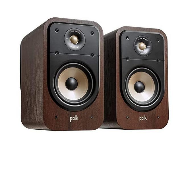 Polk Signature Elite ES20 Bookshelf Speaker - Hi-Res Audio Certified, Dolby Atmos & DTS:X Compatible, 1" Tweeter & 6.5" Woofer, Power Port Technology for Effortless Bass (Pair, Contemporary Walnut)