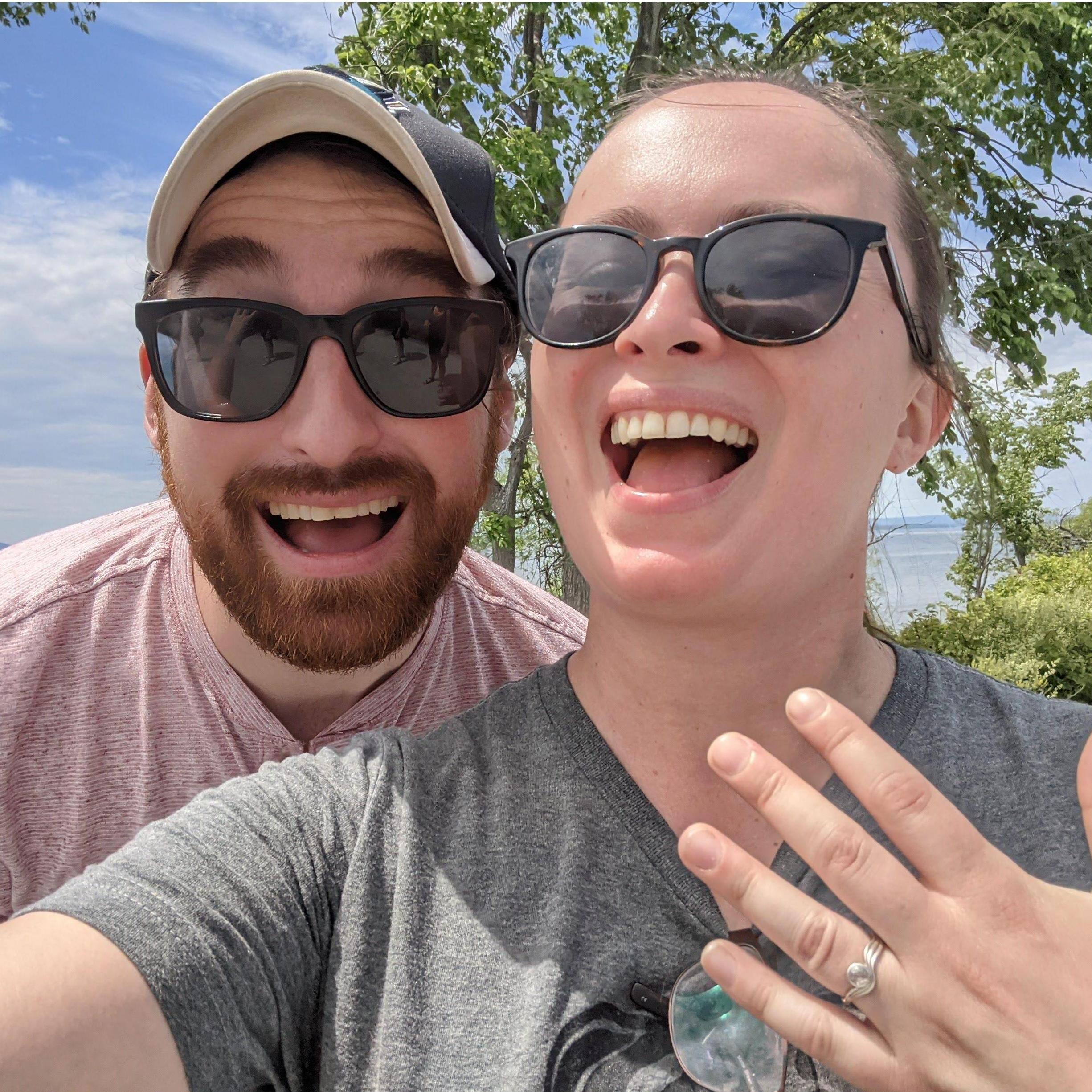 We got engaged in Burlington, Vermont and are pretty jazzed about it.