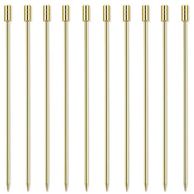 LB-LAIBA Stainless Steel Cocktail Picks Martini Olive Picks for Mojitos Bloody Marys Olives Appetizers Fruits Sandwiches Drink Home Bar Decor 10 pieces (Gold)