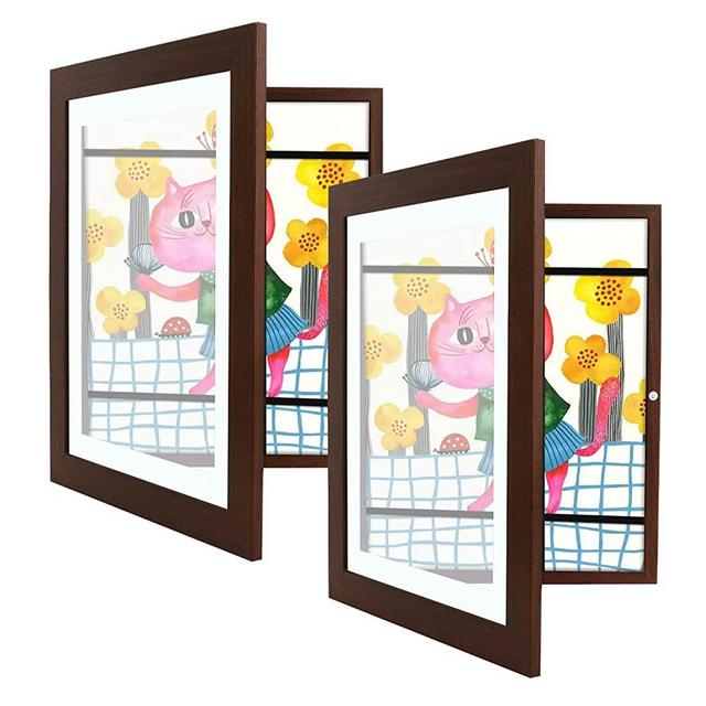 Golden State Art, 10x12.5 Kids Art Frames, Front-Opening, Great for Kids Drawings, Artworks, Children Art Projects, Schoolwork, Home or Office (Walnut, Set of 2)