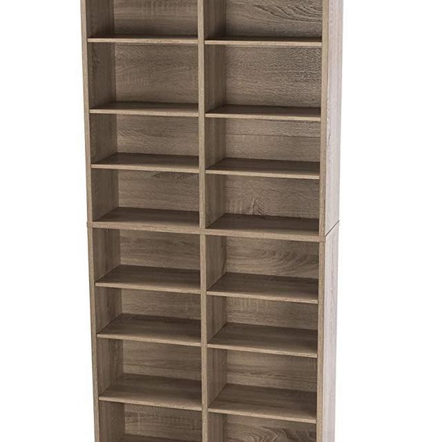 Atlantic Henley Adjustable Media Cabinet - Weather Oak, Holds 464 CDs, 228 DVDs or 276 Blu-Rays, 12 Adjustable and 4 Fixed Shelves PN38436252