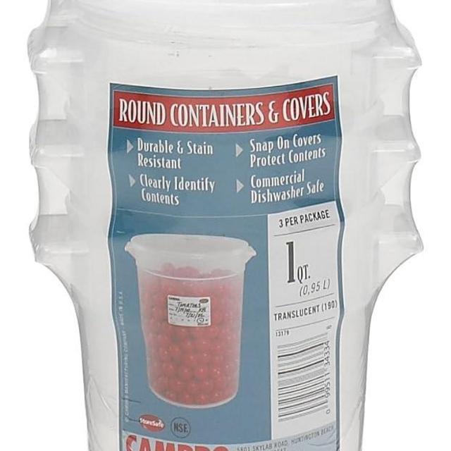 Cambro 1-Quart Round Food-Storage Container with Lid, Set of 3