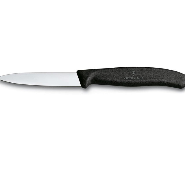 Victorinox 6.7603 3.25 Inch Swiss Classic Paring Knife with Straight Edge, Spear Point, Black, 3.25", 3.25" Paring