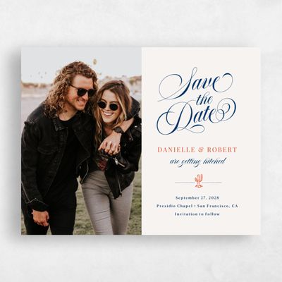 Beige Typography Wedding Save the Date - Jerome Photo