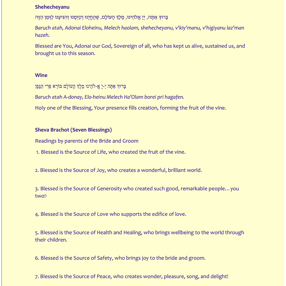 Wedding program!