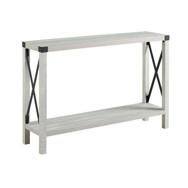 X Side Cozy Industrial Farmhouse Entryway Table Stone Gray - Saracina Home