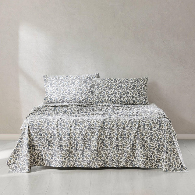 Lush Décor King 4pc Lillian Block Print Cotton Sheet Set Blue