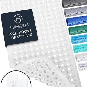 homerella® Bath Mat for Tub Non Slip Mold Resistant 35x16 - Shower Mat Non Slip Anti Mold - Bath Tub Mat Suction Cups incl. Hooks for Drying - Bathtub Mat Non Slip - ANI Slip Shower Mat Inside Tub