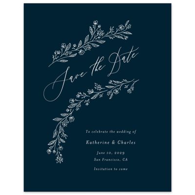 Darkest Teal, Blue Wedding Digital Save the Date - Miette Portrait