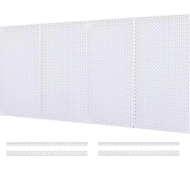 OmniWall 16" x 32" Metal Pegboard Panel 4-Pack for Garage & Home Wall Storage Organization System (White)