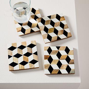 Wood & Resin Coasters (Set of 4)