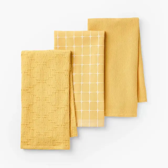 3pc Kitchen Towels Yellow - Figmint™