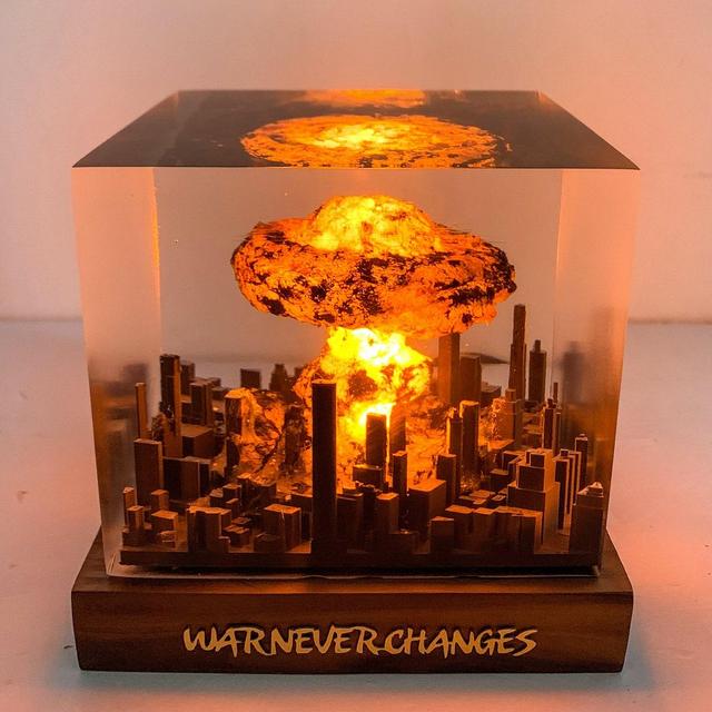 Explosion Bomb resin lamp, atomic bomb resin night lights, nuke lamp fallout, 3D resin LED home decor, Storm Cloud Lamp, Gift for him