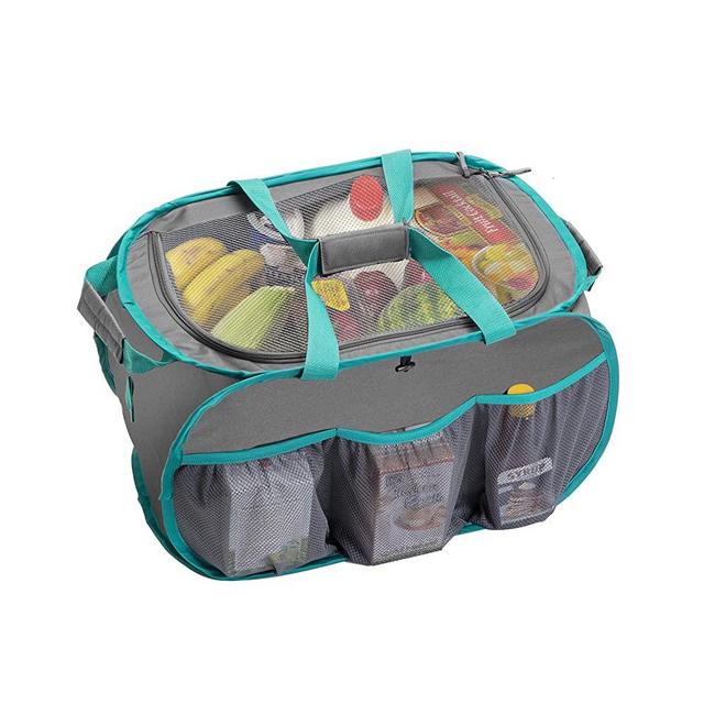 Smart Design Pop Up Trunk Organizer w/Easy Carry Handles, Side Pockets, & Zipper Top - 23 Inch - Durable Fabric Collapsible Design - Home Organization (Holds 50 lbs.) [Gray]