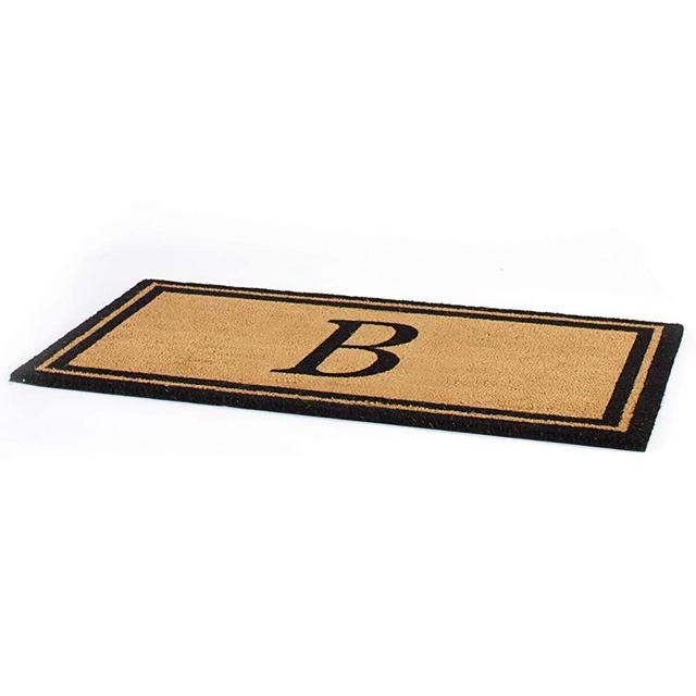 The Lakeside Collection Bordered Monogram Estate Coir Door Mat - Black and Gold B