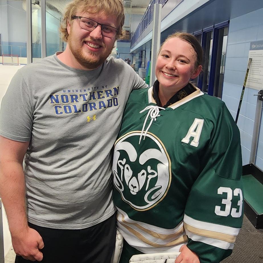 Sabrina’s hockey game with Colorado State University. Caleb’s not the only one who plays hockey!