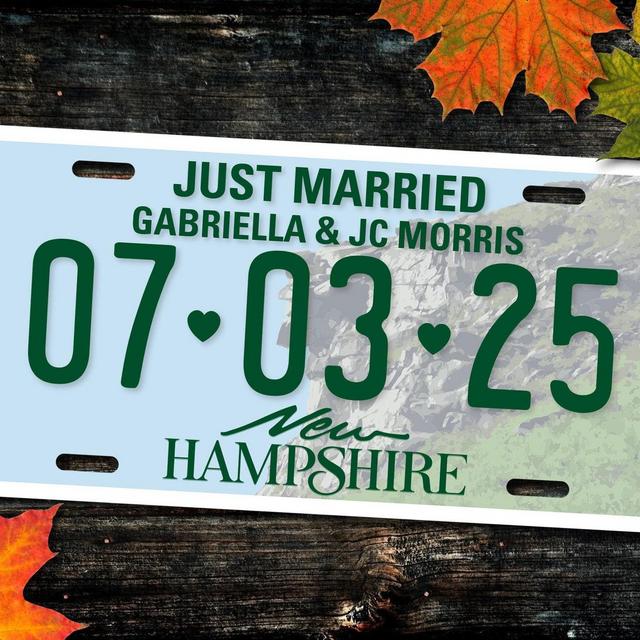 Personalized New Hampshire License Plate, Just Married, Mr Mrs, Bride, Groom, Personalized Gifts, Wedding Gift, Shower Gift, Couples Shower