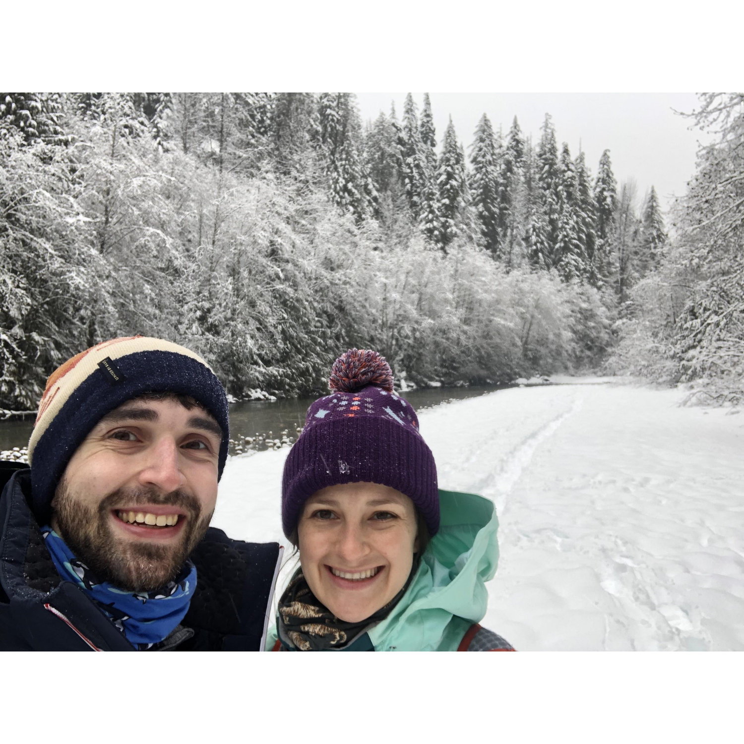 Snowshoeing down by Mount Rainier