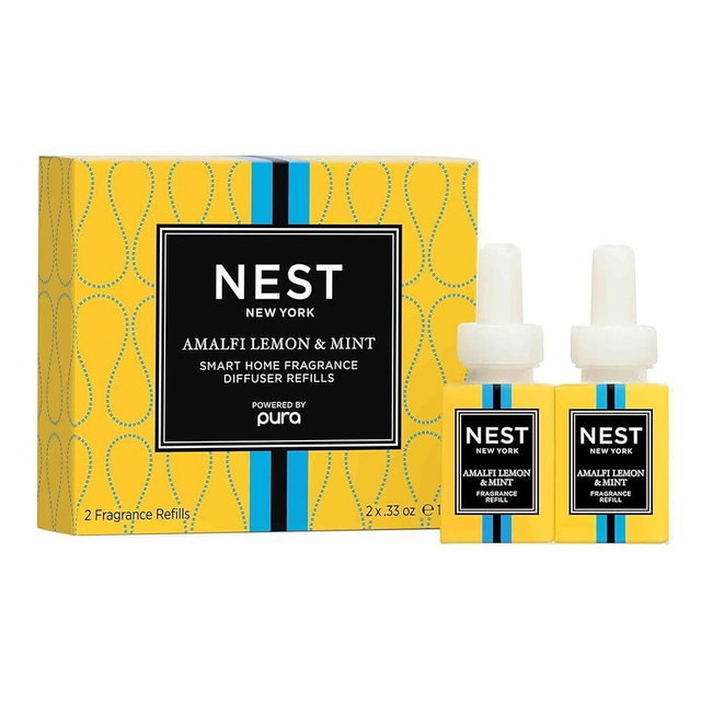 NEST New York Smart Home Fragrance Diffuser Refill Smart Vials, Amalfi Lemon & Mint - Set of 2 - Designed for NEST x Pura 3 and NEST x Pura 4 Diffusers - Cruelty Free, Vegan - Made in USA