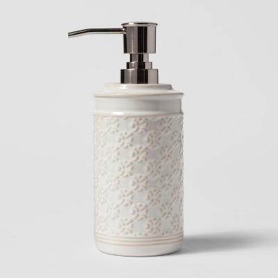 Ceramic Embossed Pattern Soap/Lotion Dispenser Cream - Threshold™