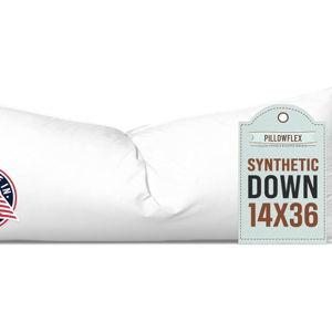 Pillowflex Synthetic Down Pillow Insert - 14x36 Down Alternative Pillow, Ultra Soft, Large Rectangle Body Sleeping Pillow, Lumbar, Long, Back - 1 Decorative Pillow Form