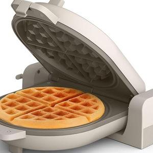 bella Flip-n-Store Waffle Maker with EverGood™ Ceramic Nonstick Coating, Fits-anywhere™ Kitchenware, Power Indicator Light, Cool Touch Handle & Cord Wrap, 7” Wide & 1" Deep Plates, 1000 Watt, Oatmilk