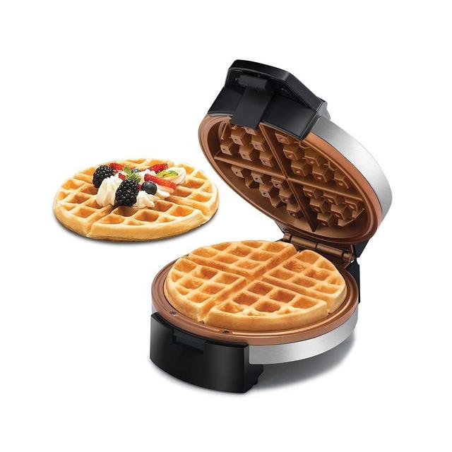 Gourmia Belgian Waffle Maker – Nonstick Waffle Ceramic Coating Plates with Browning Control &Indicator Lights to Make Thick Fluffy Waffles from Light to Dark - Compact, Quick Heat Up, Upright Storage