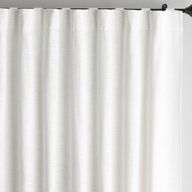 Seaton Textured Cotton Light Filtering Curtain, White, 50" W x 84" L