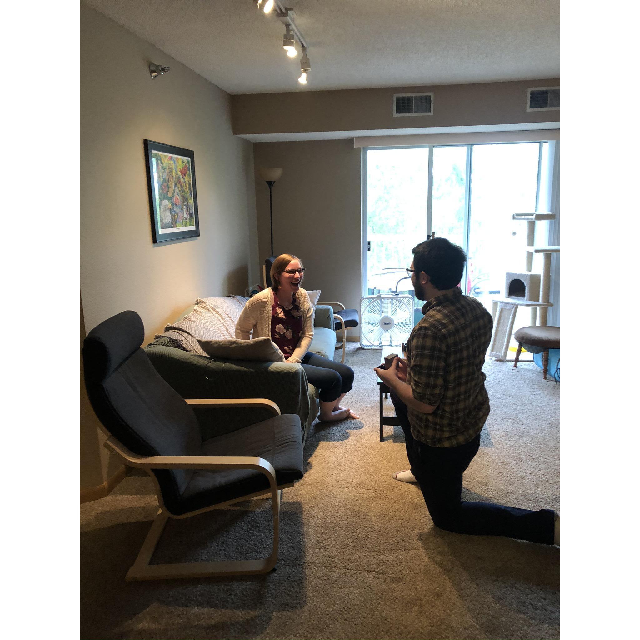 The proposal - July 22, 2020!!!!! Lighting in the picture wasn't great, but the moment was perfect