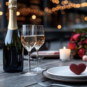 Bottle of champagne at dinner - Honeymoon Fund