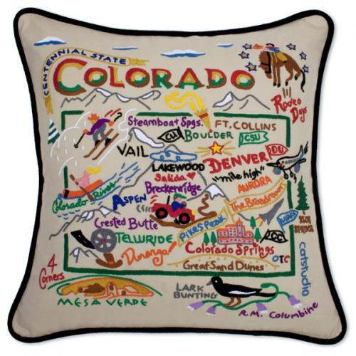 Colorado State Hand Embroidered Pillow