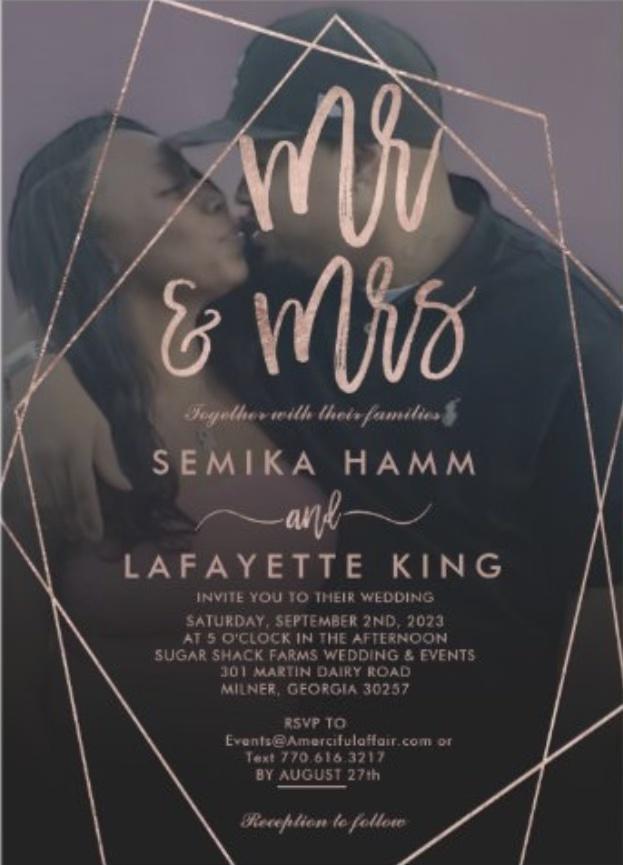 The Wedding Website of Semika Hamm and Lafayette King