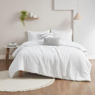 Hayden 5-Piece Plush Clip Jacquard Duvet Cover Set