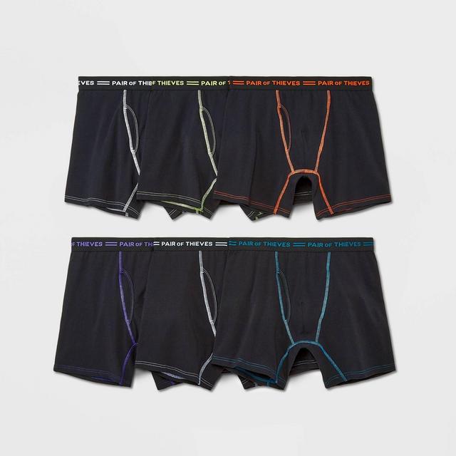 Pair of Thieves Men's Every Day Kit Sport Brights Solid Boxer Briefs 4+2pk - Black L