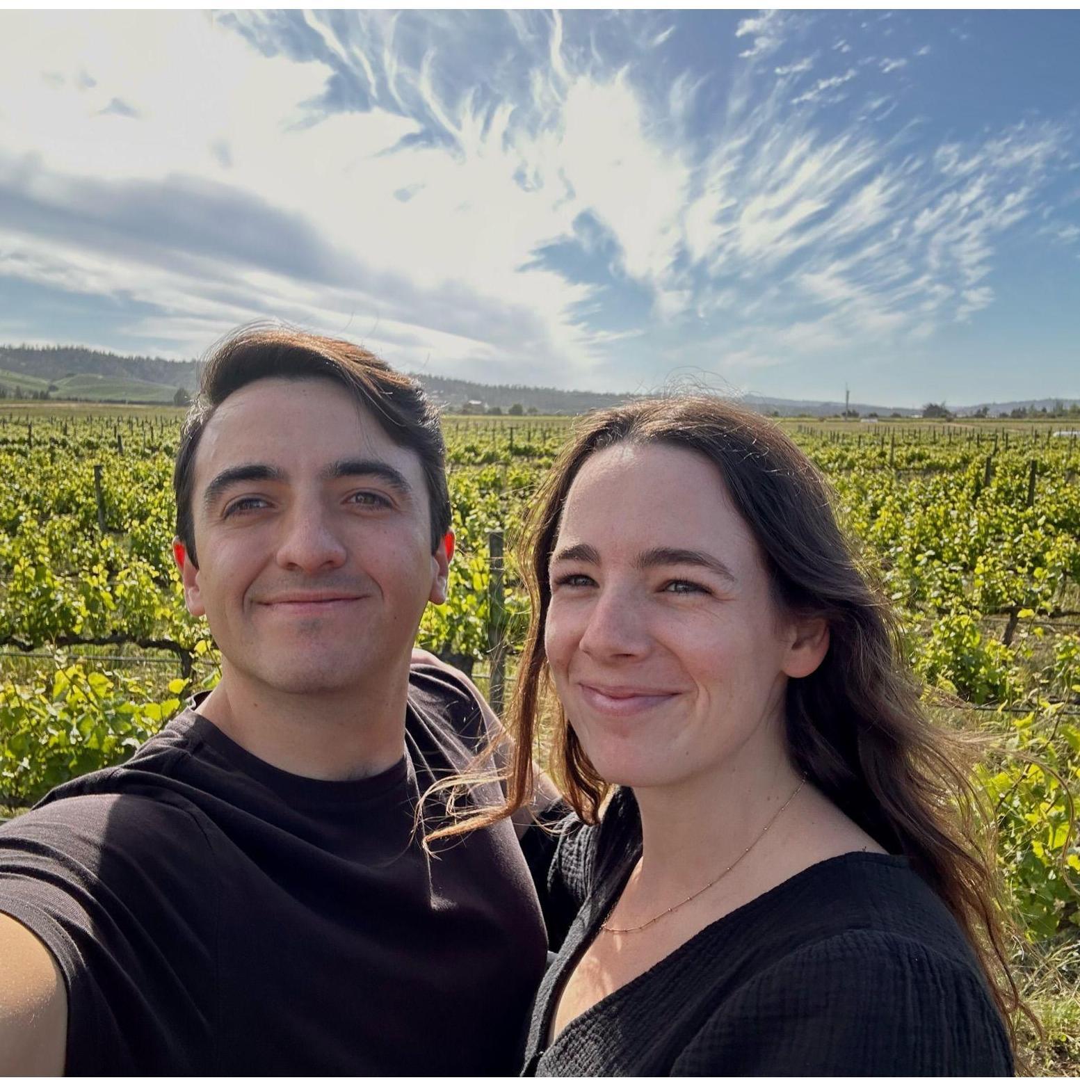 Enjoying our engagement at a vineyard in Chile, Nov 2023