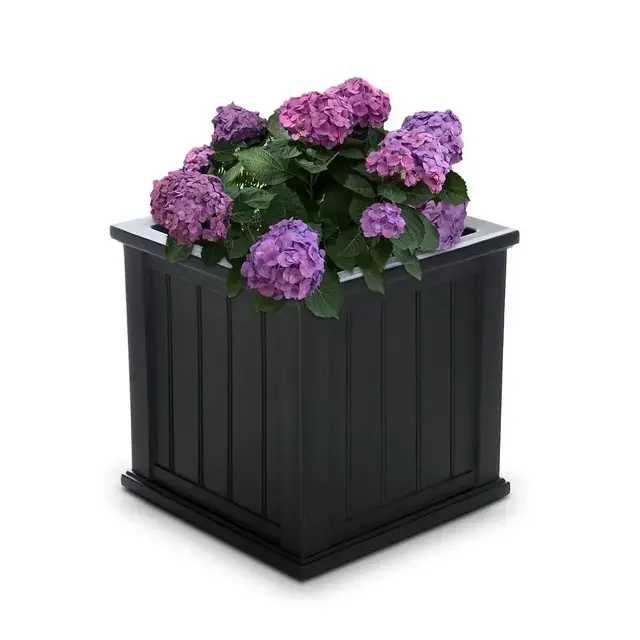 Self-Watering Cape Cod 20 in. Square Black Plastic Planter