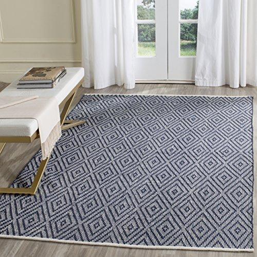 Safavieh Montauk Collection MTK811C Handmade Flatweave Navy and Ivory Cotton Area Rug (4' x 6')