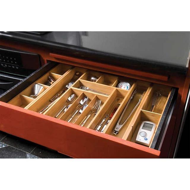 Seville Classics Expandable Bamboo Drawer Organizer w/2 Bonus Trays