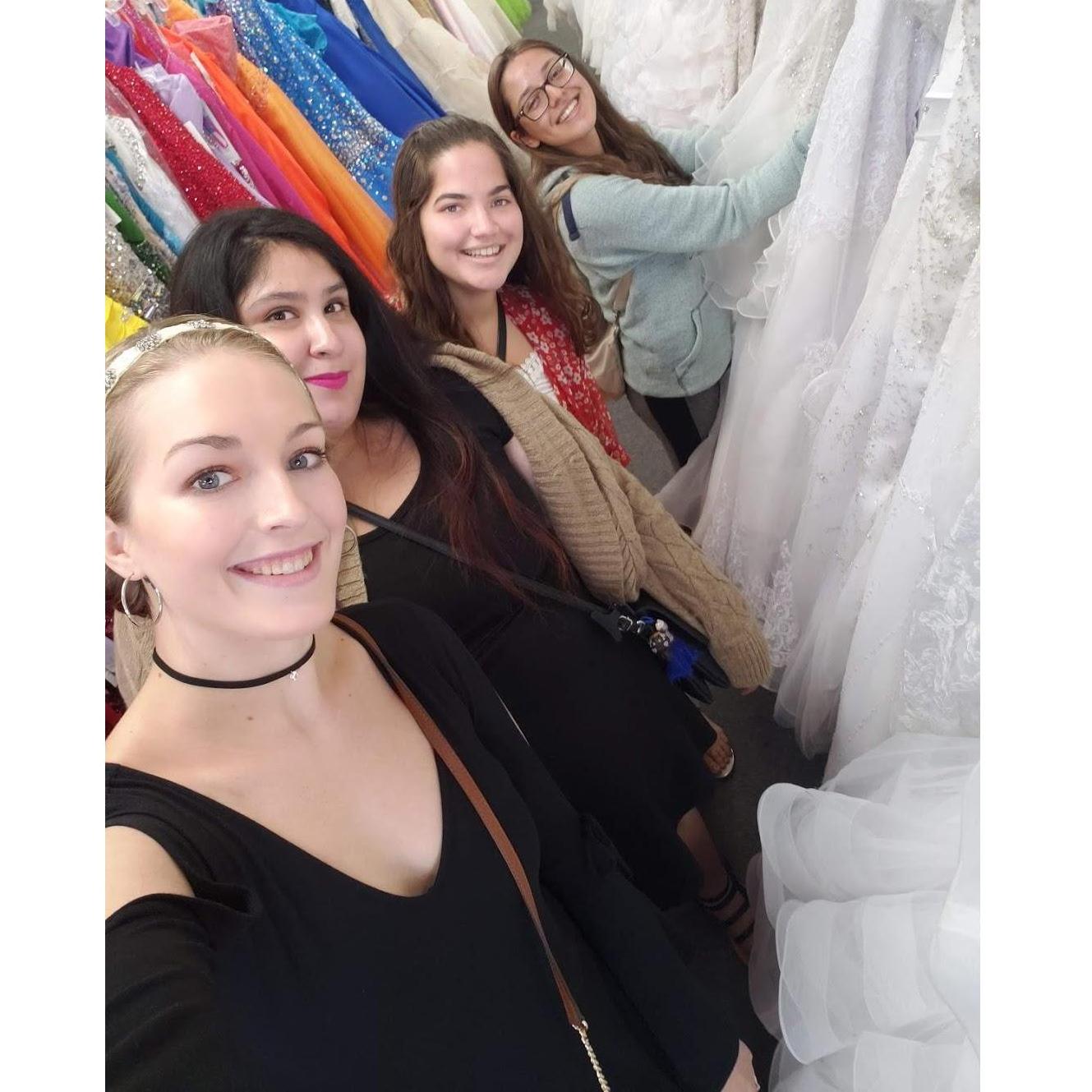 Wedding dress shopping with my bridal party