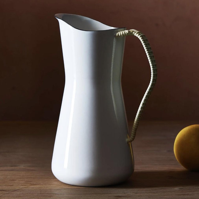 Dansk Købenstyle White Wrapped Handle Water Pitcher