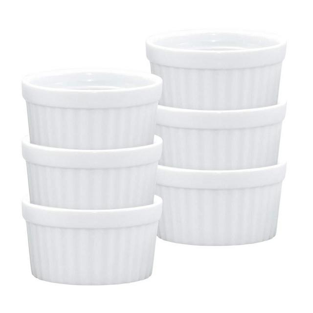 HIC Ramekins, Fine White Porcelain Souffle, 3-Inch, 3-Ounce Capacity, Set of 6