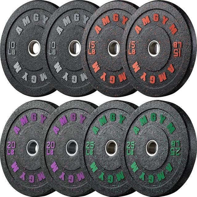 High Bounce Bumper Plates Set, 2 Inch Weight Plates for Strength Training, 10-500lbs Floor-Protective Barbell Weights for Home Gym & Weight Lifting