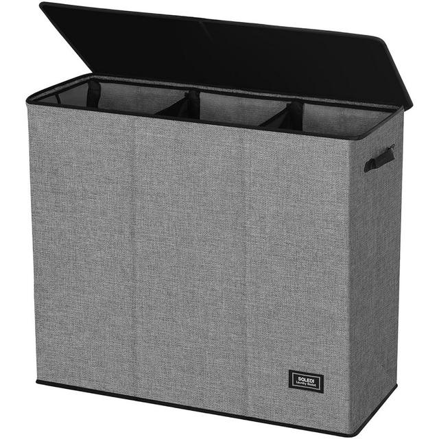 SOLEDI 180L Laundry Hamper 3 Section, Extra Large Laundry Hamper with Lid, Dirty Clothes Hamper with Sturdy Handle, Large Laundry Basket Organizer for Laundry Room, Bedroom, Hampers for Laundry
